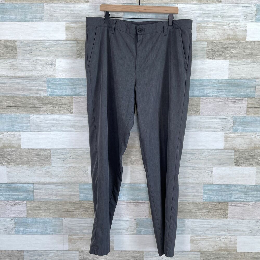 IZOD Golf Flat Front Woven Pants Gray 4 Pocket Lightweight Casual Mens 38x32
